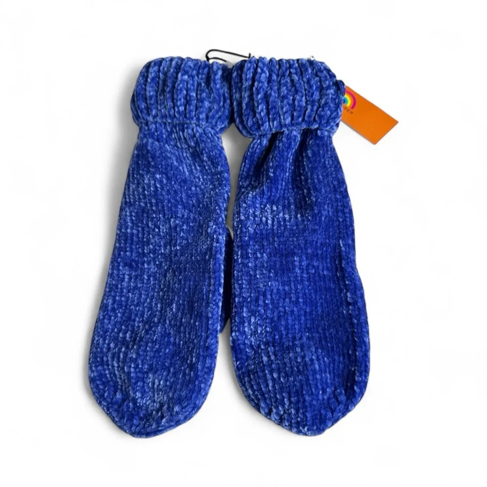 Kurt Geiger Soft Chenille Women’s Mittens Blue One Size NWT